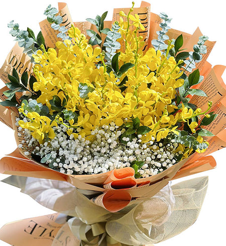 Yellow Mokara Orchid Bouquet Vietnamese Flowers