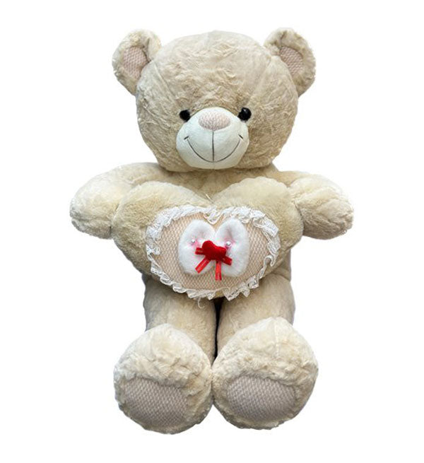 Brown Teddy Bear Hugs Heart - Vietnamese Flowers