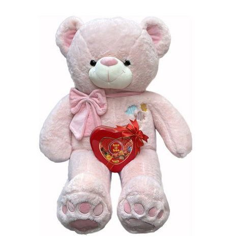 Pink Bear In Pink Bow With Bon O Bon - Vietnamese Flowers